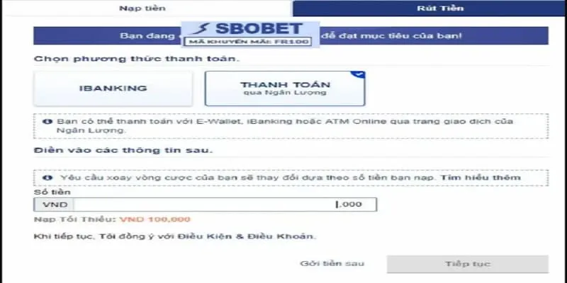 Rút tiền sbobet bằng ví điện tử